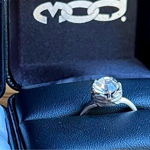 Women’s HD Sterling Silver Solitaire Bar & Shield ring size 7